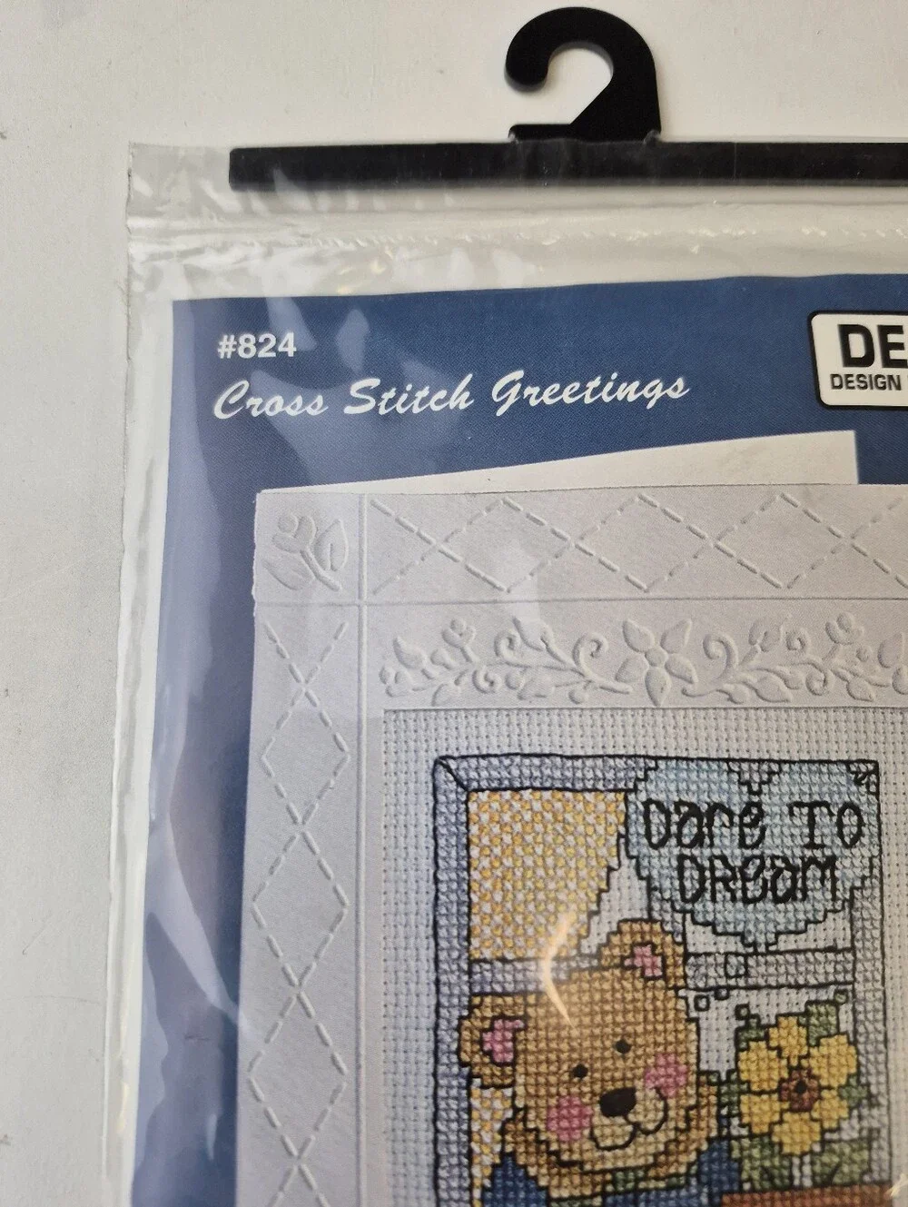 Design Works Crafts #824 Cross Stitch Greetings Dare to Dream Bear Card Kit New